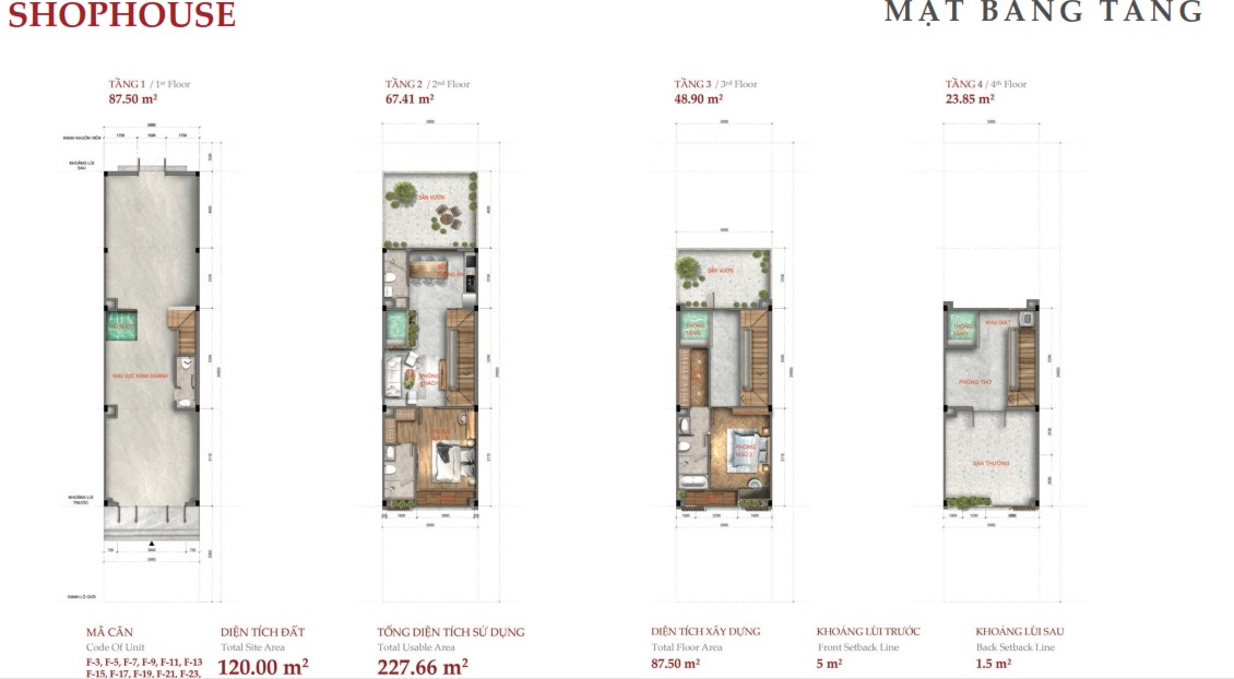 Mặt bằng tầng chi tiết townhouse Takara residence